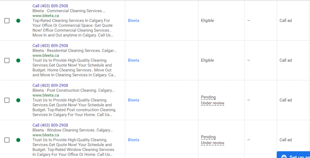 Google call only ads for cleaning services Google call only ads for cleaning services